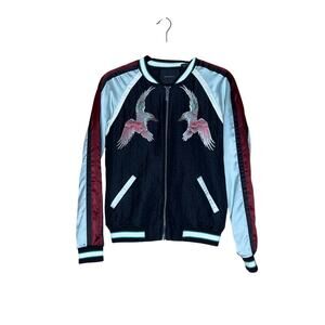 Maison  Scotch womens size 1 varsity jacket bird embroidery edgy, school girl